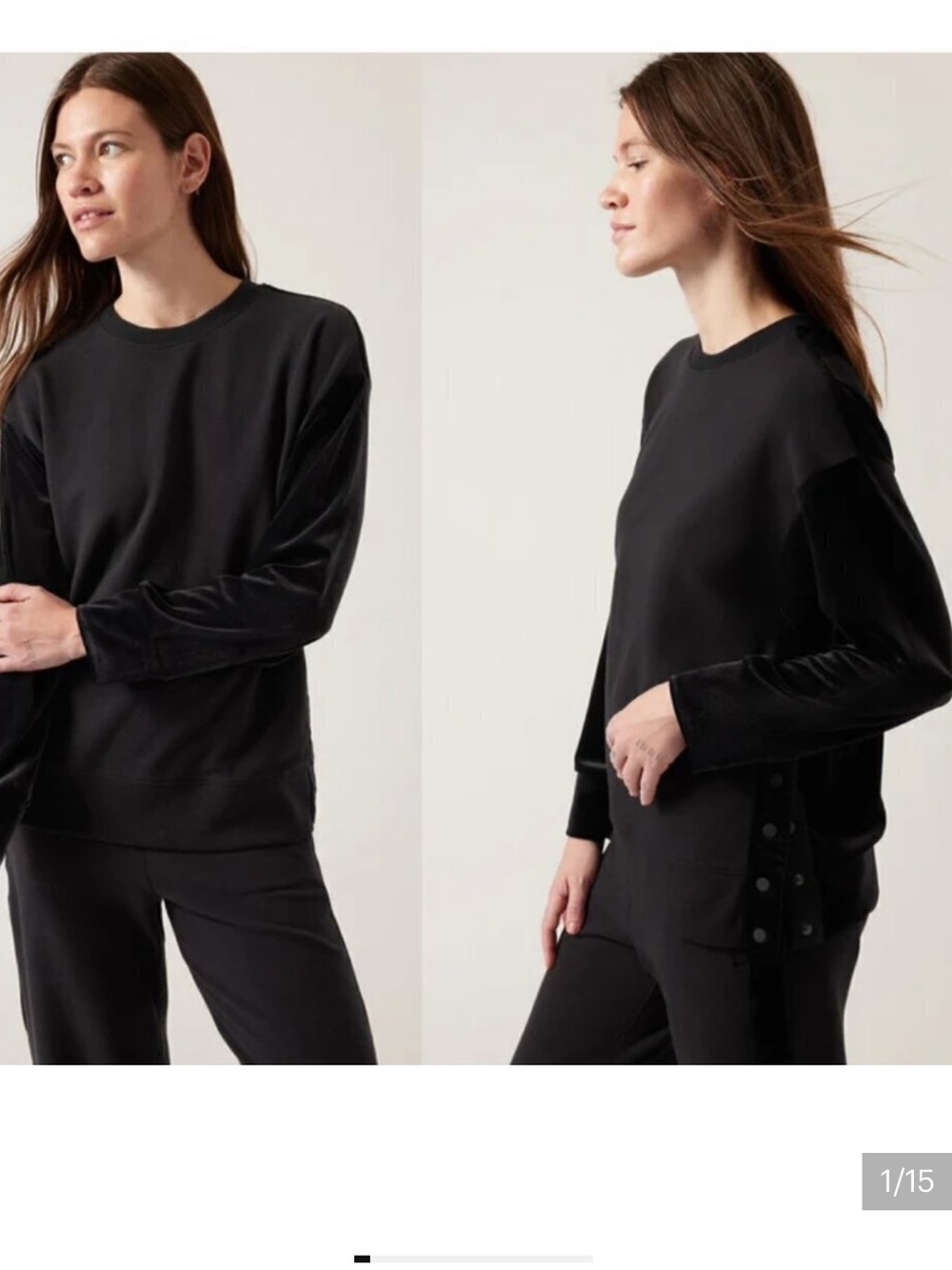 Athleta Retroplush Velvet Crew Neck Sweatshirt